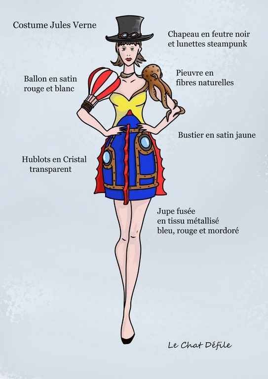 Dessin Costume Régional Picardie pour Miss Francel Jules Verne Le Chat Défile MIss France Poulpe