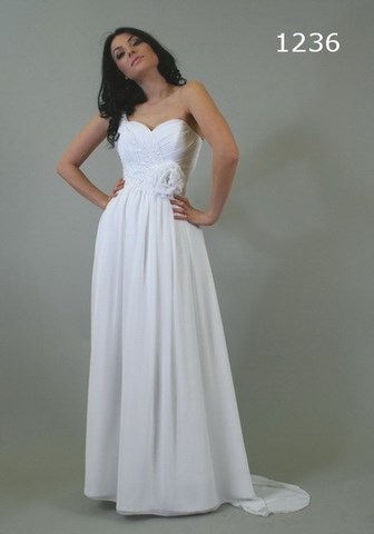 Robe de mariée Grecque avec Rose à la ceinture et traine